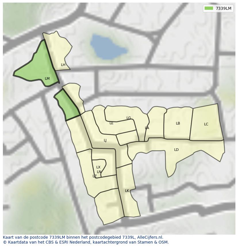Afbeelding van het postcodegebied 7339 LM op de kaart.
