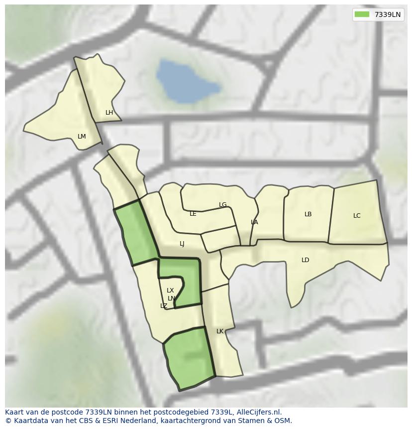 Afbeelding van het postcodegebied 7339 LN op de kaart.