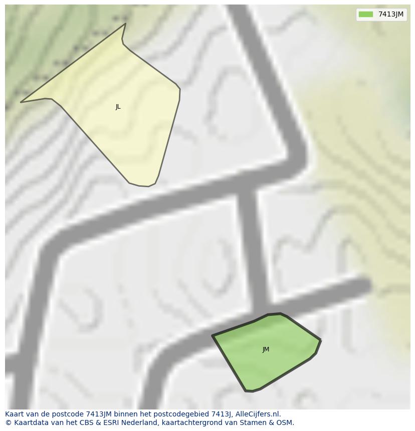 Afbeelding van het postcodegebied 7413 JM op de kaart.
