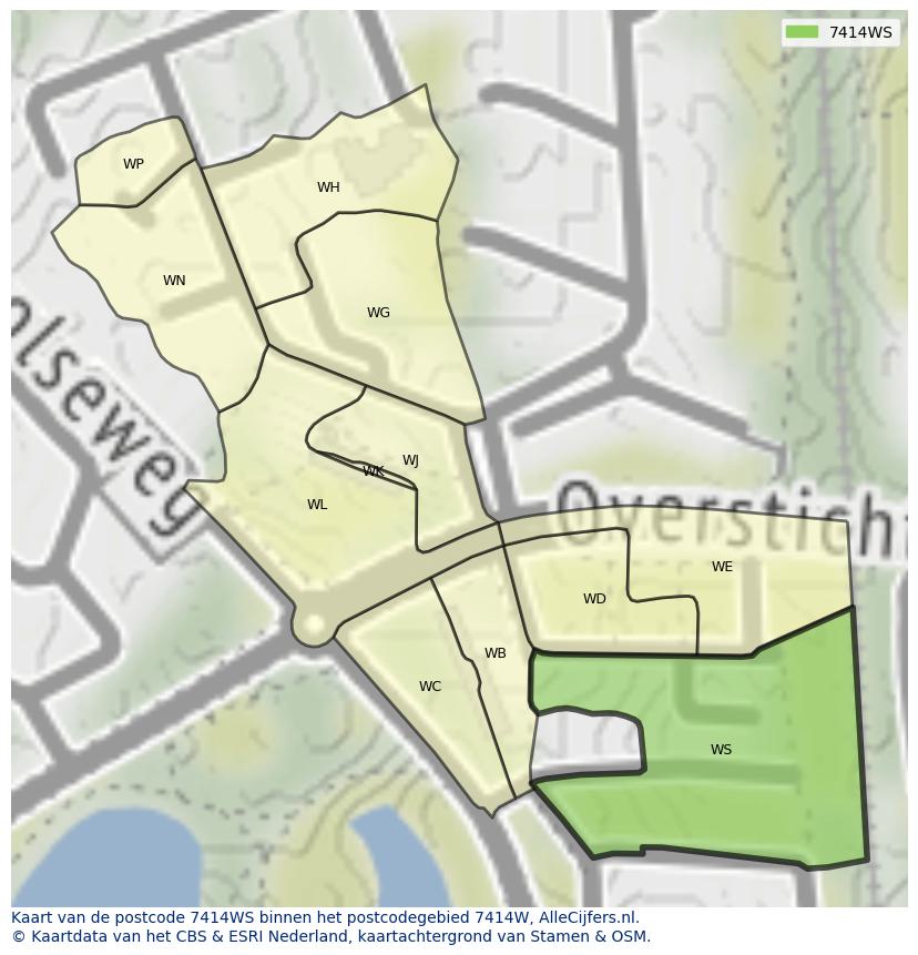 Afbeelding van het postcodegebied 7414 WS op de kaart.