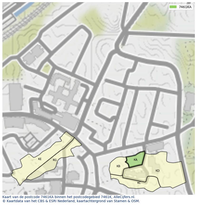 Afbeelding van het postcodegebied 7461 KA op de kaart.