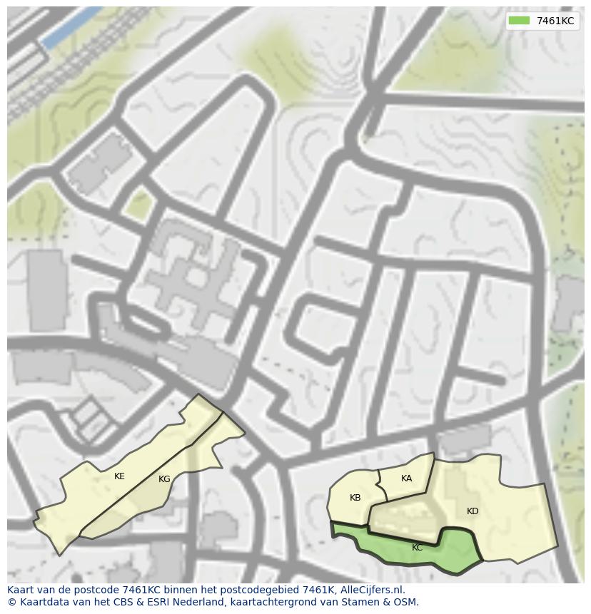 Afbeelding van het postcodegebied 7461 KC op de kaart.