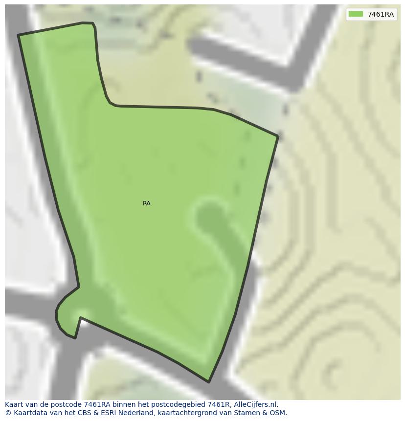 Afbeelding van het postcodegebied 7461 RA op de kaart.