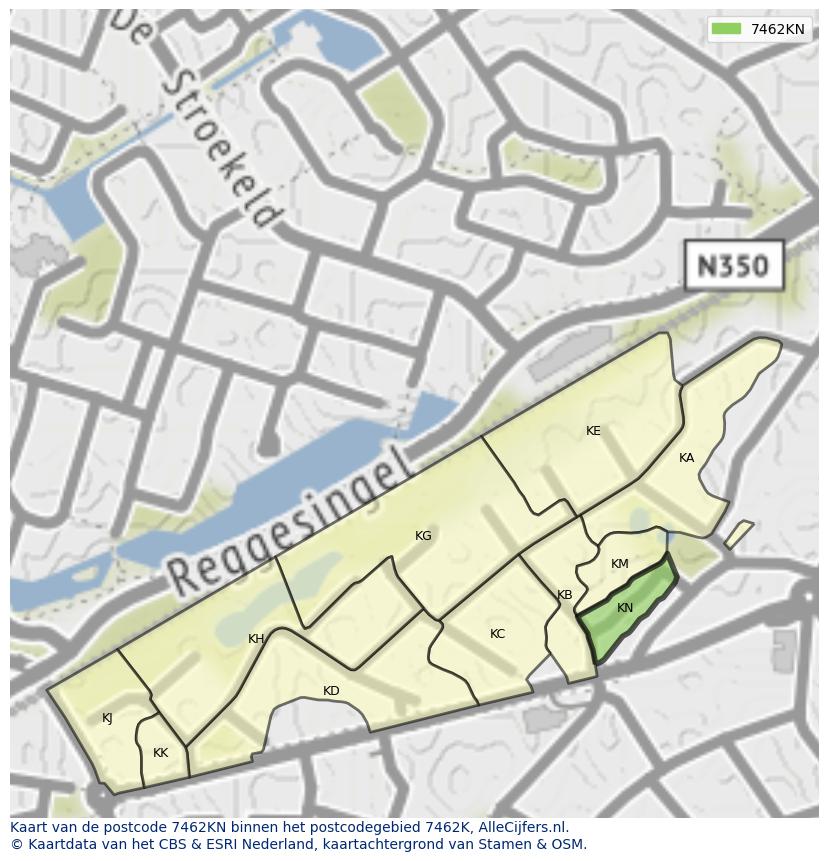 Afbeelding van het postcodegebied 7462 KN op de kaart.