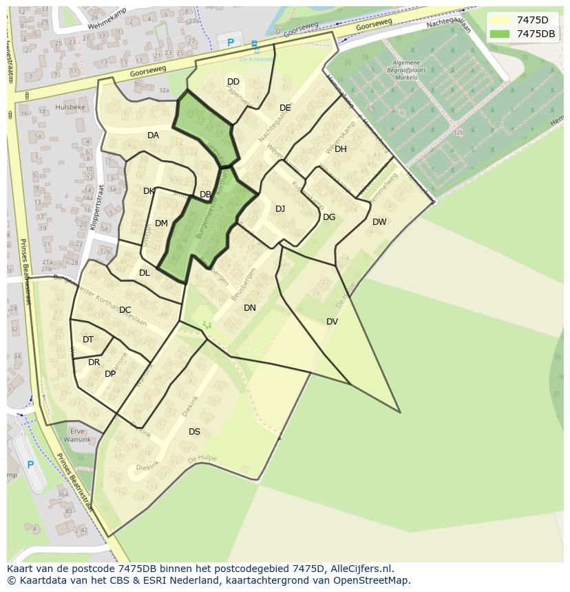 Afbeelding van het postcodegebied 7475 DB op de kaart.