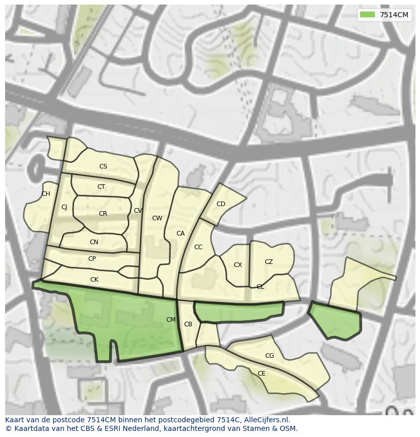 Afbeelding van het postcodegebied 7514 CM op de kaart.