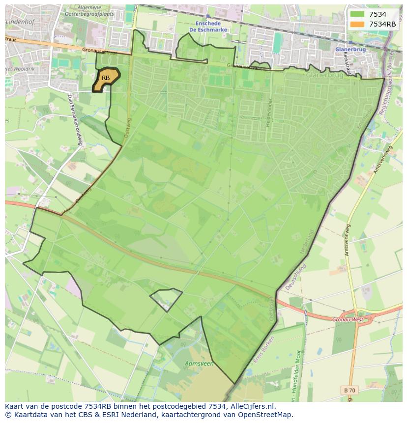 Afbeelding van het postcodegebied 7534 RB op de kaart.