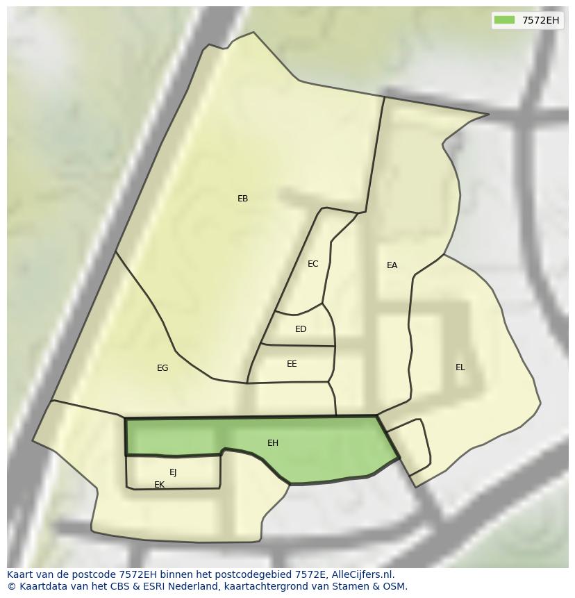 Afbeelding van het postcodegebied 7572 EH op de kaart.