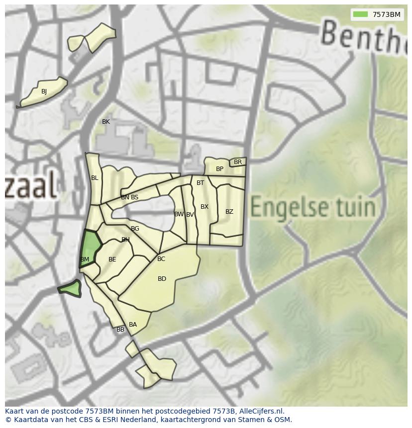 Afbeelding van het postcodegebied 7573 BM op de kaart.