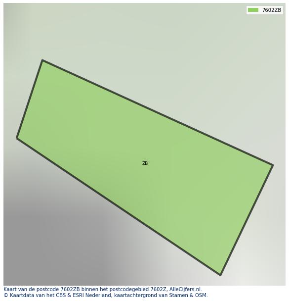 Afbeelding van het postcodegebied 7602 ZB op de kaart.