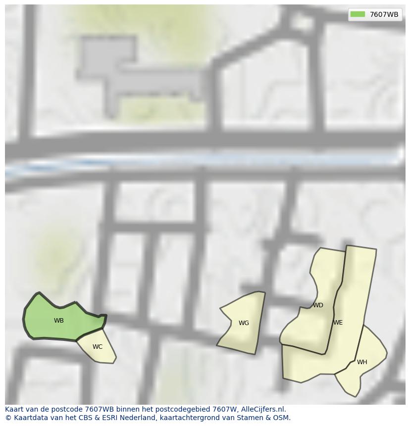 Afbeelding van het postcodegebied 7607 WB op de kaart.