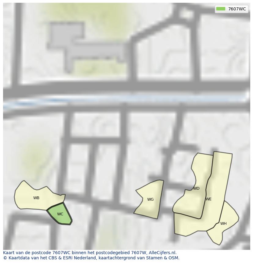 Afbeelding van het postcodegebied 7607 WC op de kaart.