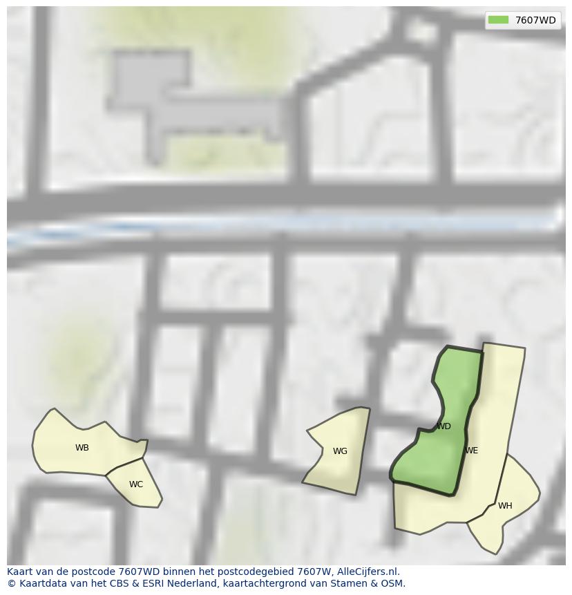 Afbeelding van het postcodegebied 7607 WD op de kaart.