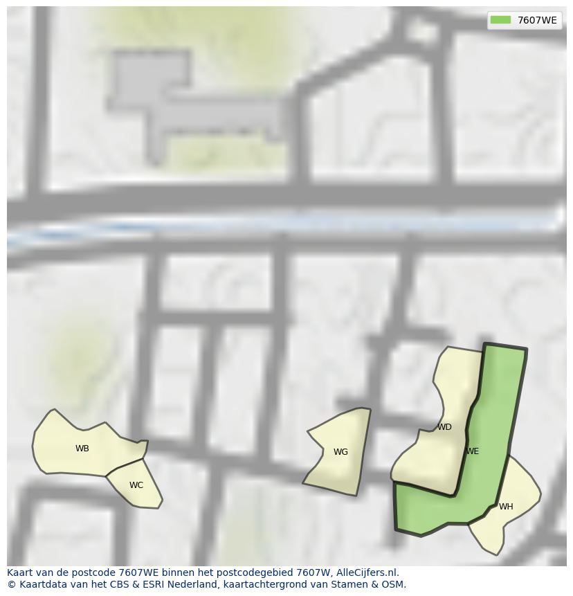Afbeelding van het postcodegebied 7607 WE op de kaart.