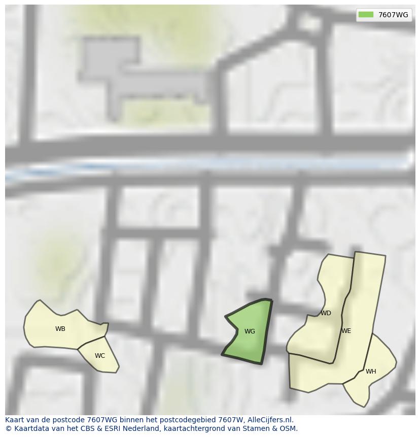 Afbeelding van het postcodegebied 7607 WG op de kaart.