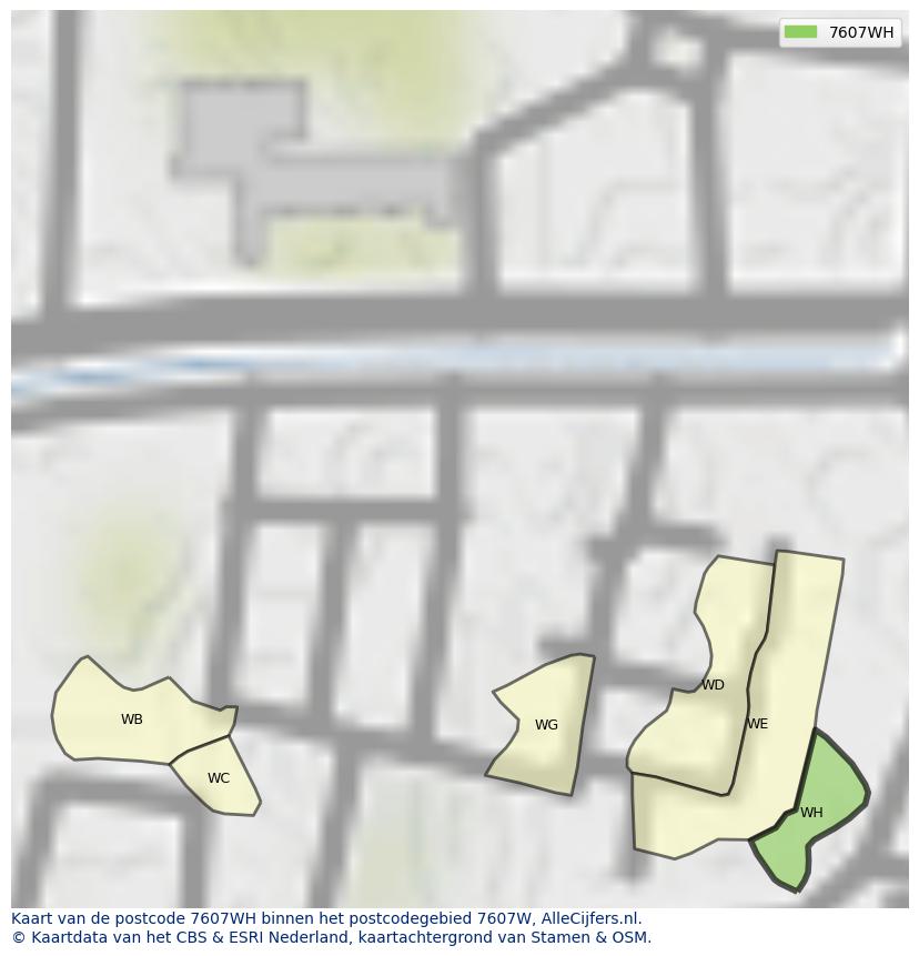 Afbeelding van het postcodegebied 7607 WH op de kaart.