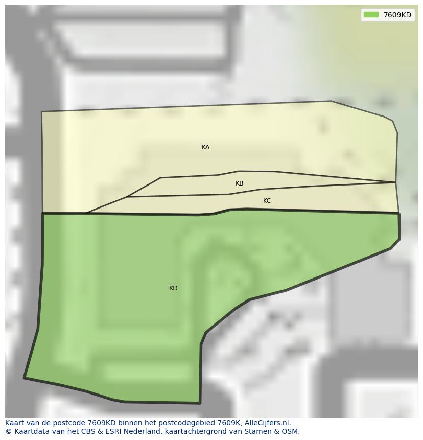 Afbeelding van het postcodegebied 7609 KD op de kaart.