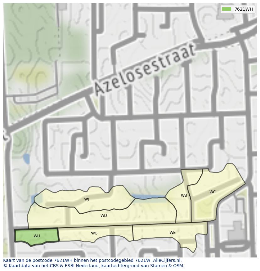 Afbeelding van het postcodegebied 7621 WH op de kaart.