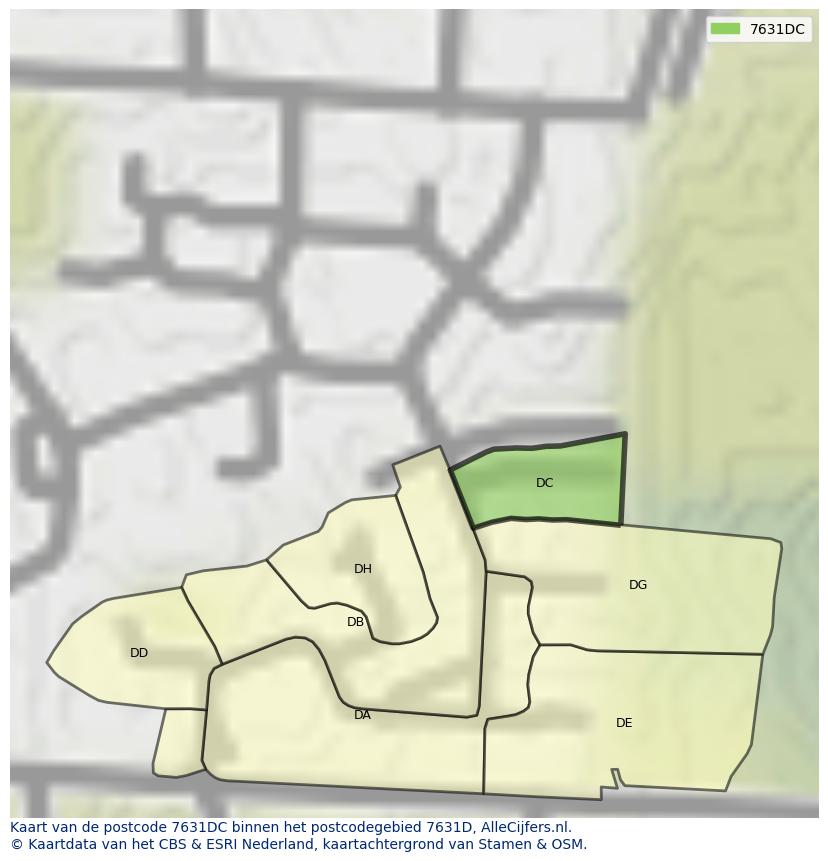 Afbeelding van het postcodegebied 7631 DC op de kaart.