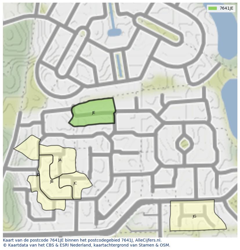 Afbeelding van het postcodegebied 7641 JE op de kaart.
