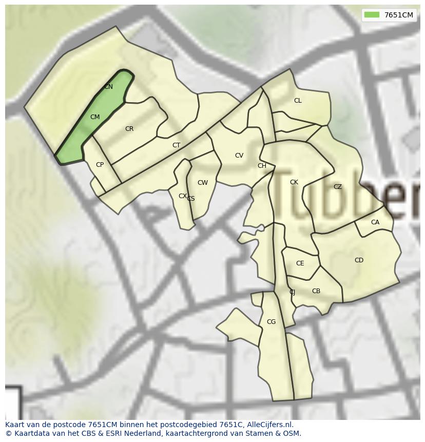Afbeelding van het postcodegebied 7651 CM op de kaart.