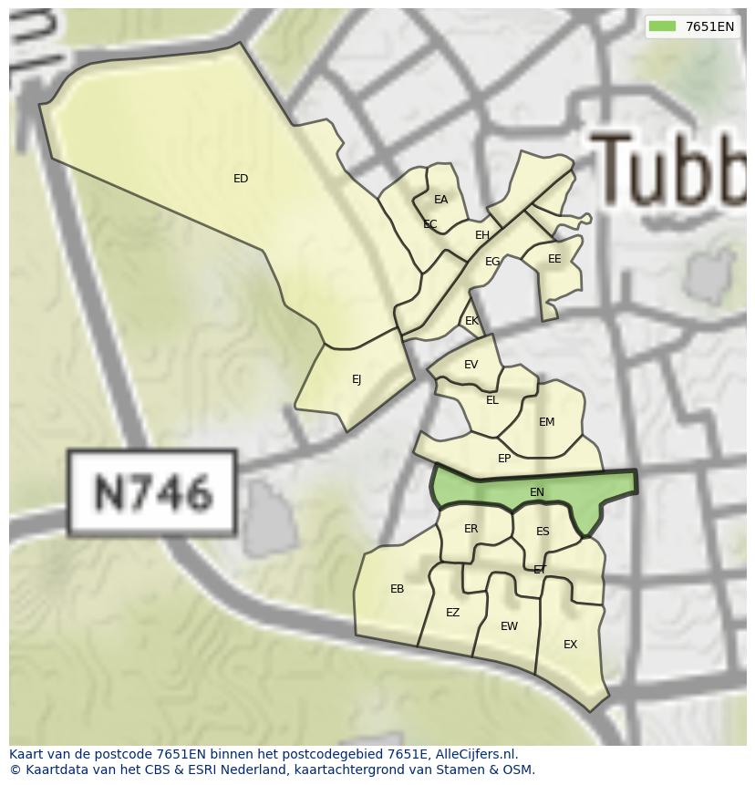 Afbeelding van het postcodegebied 7651 EN op de kaart.