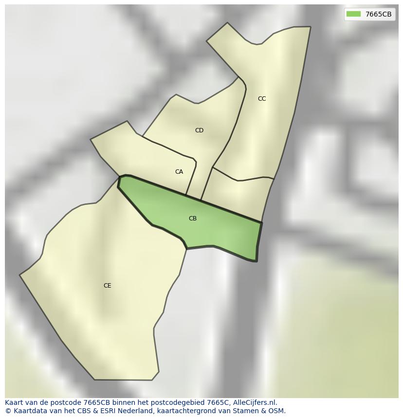 Afbeelding van het postcodegebied 7665 CB op de kaart.