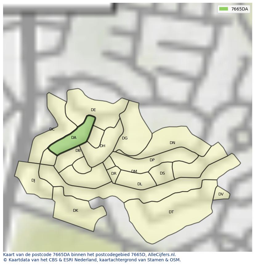 Afbeelding van het postcodegebied 7665 DA op de kaart.