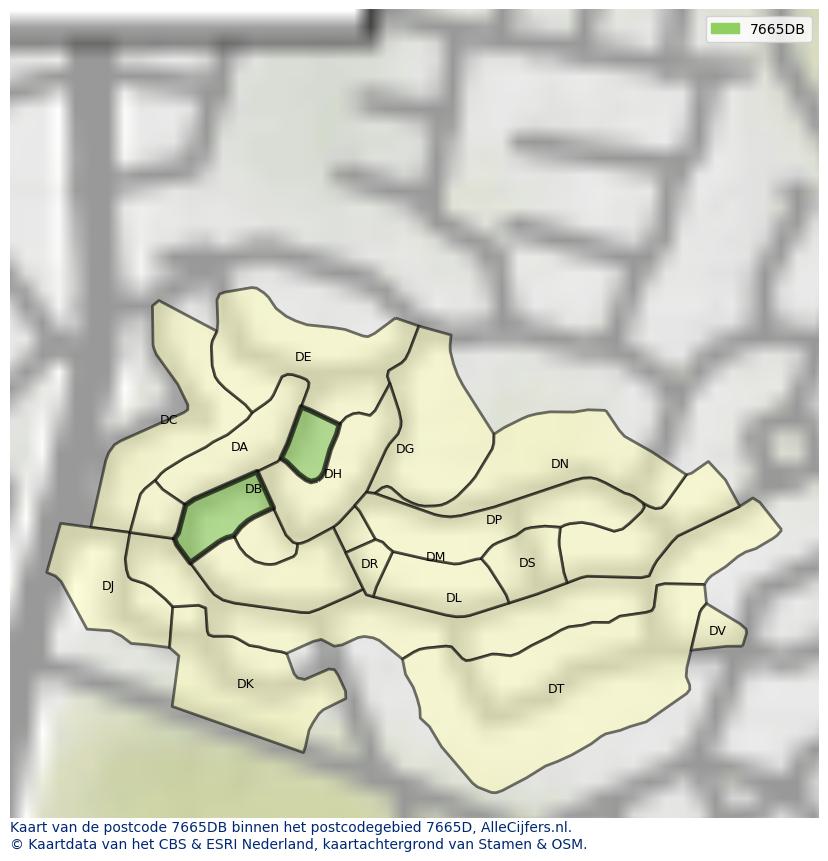 Afbeelding van het postcodegebied 7665 DB op de kaart.