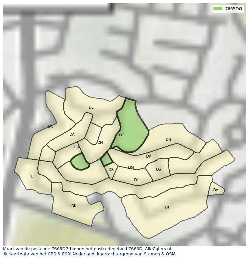 Afbeelding van het postcodegebied 7665 DG op de kaart.