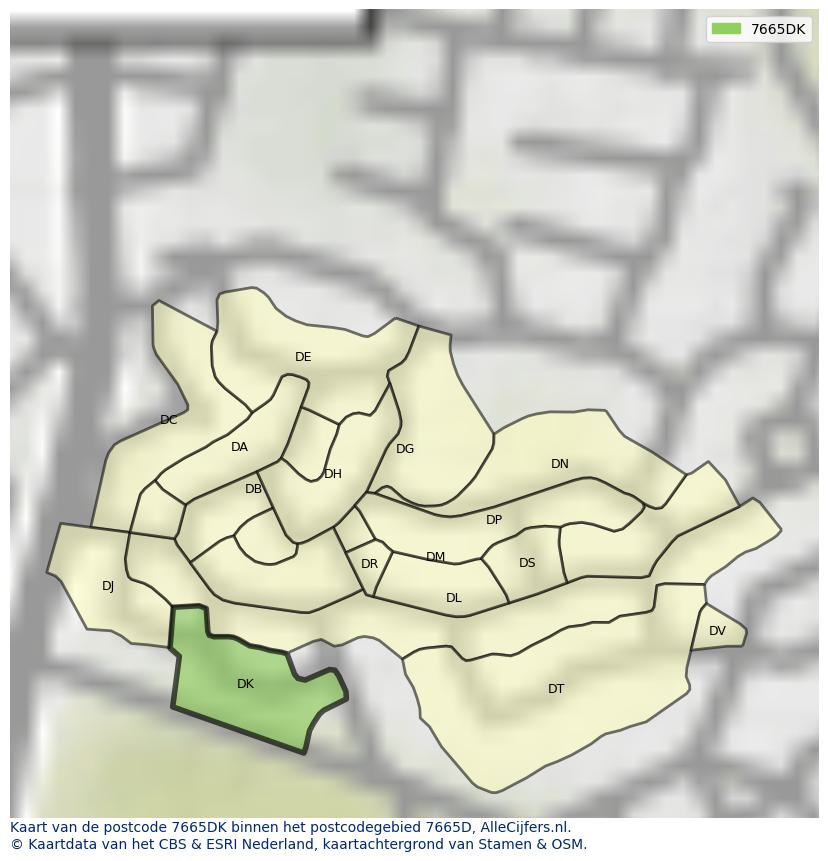 Afbeelding van het postcodegebied 7665 DK op de kaart.