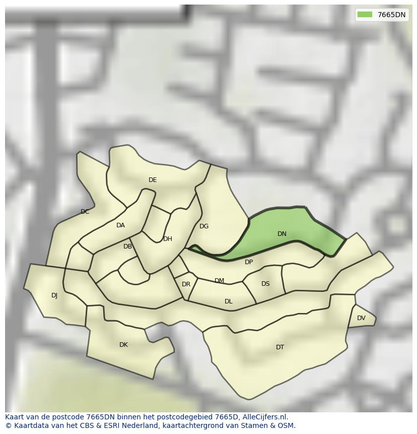 Afbeelding van het postcodegebied 7665 DN op de kaart.
