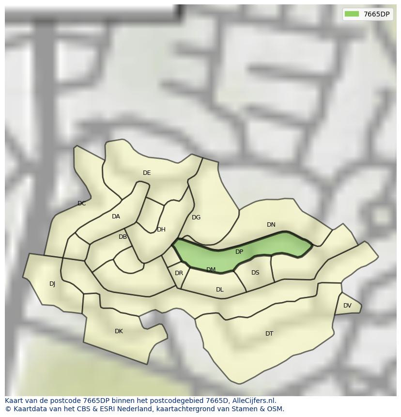 Afbeelding van het postcodegebied 7665 DP op de kaart.