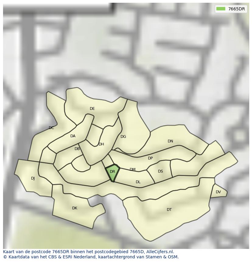 Afbeelding van het postcodegebied 7665 DR op de kaart.