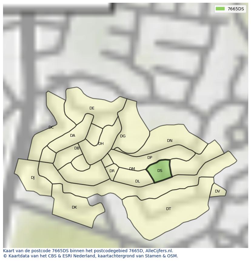 Afbeelding van het postcodegebied 7665 DS op de kaart.