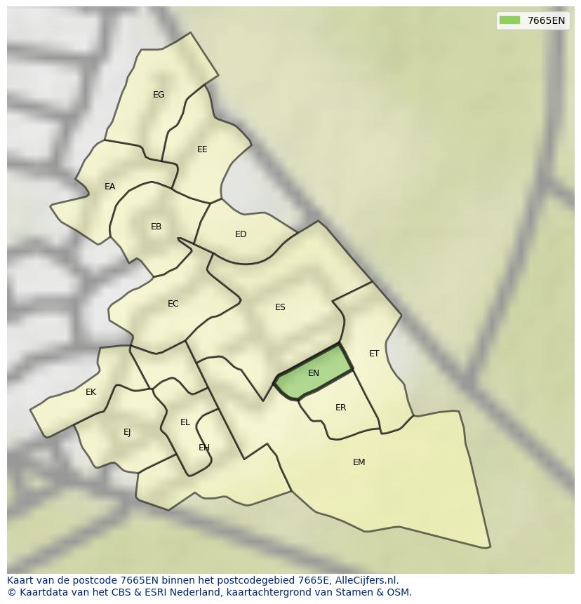 Afbeelding van het postcodegebied 7665 EN op de kaart.