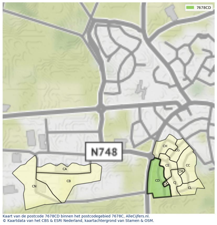 Afbeelding van het postcodegebied 7678 CD op de kaart.