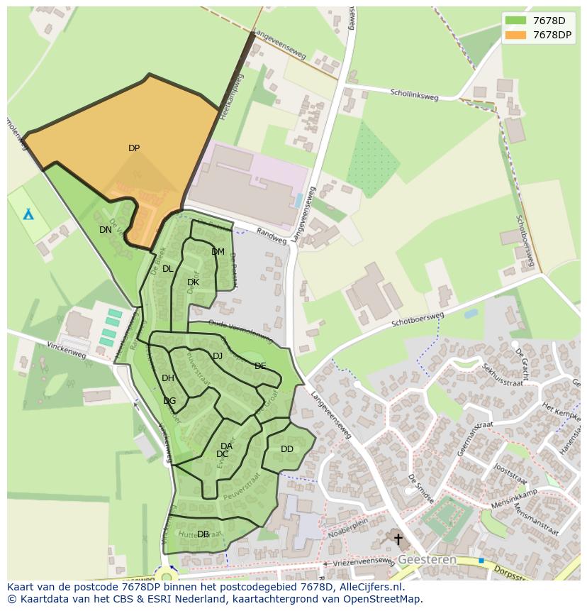 Afbeelding van het postcodegebied 7678 DP op de kaart.