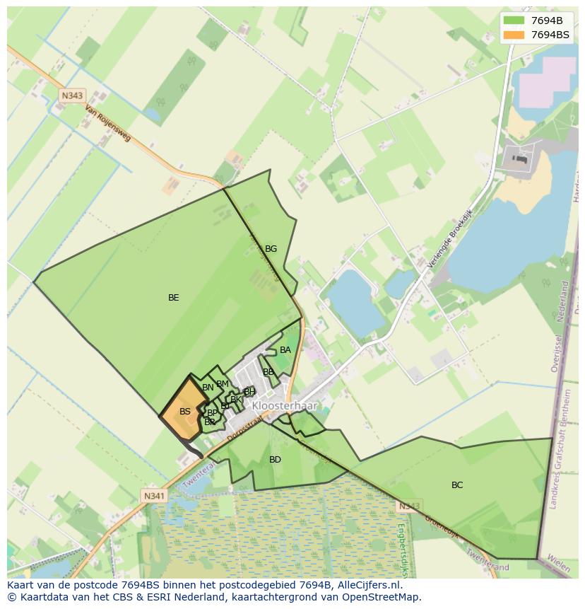 Afbeelding van het postcodegebied 7694 BS op de kaart.