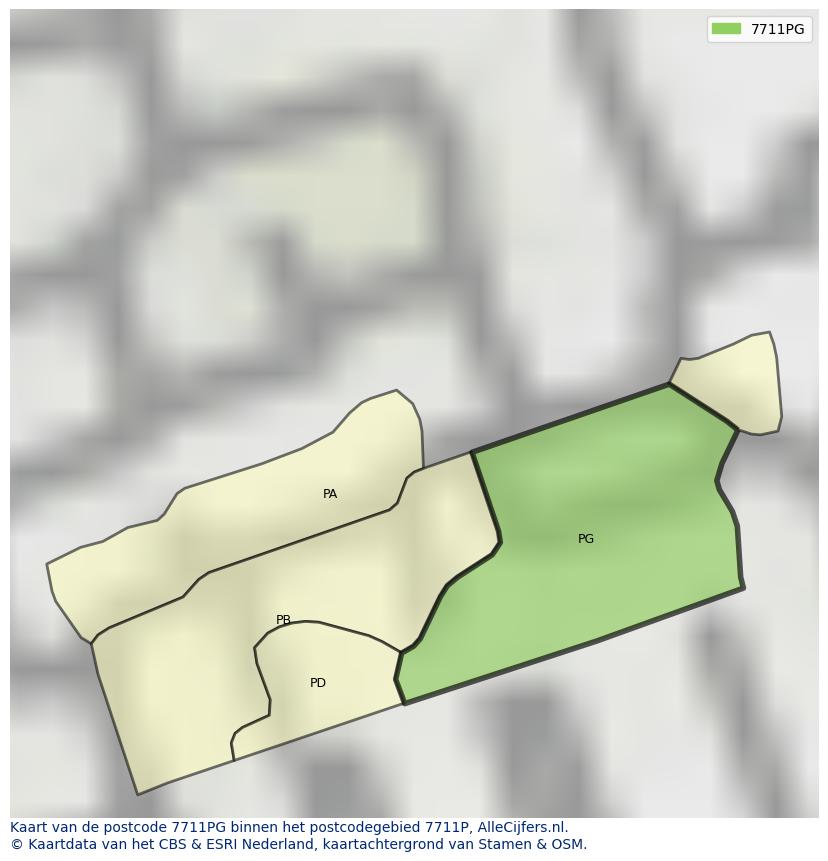 Afbeelding van het postcodegebied 7711 PG op de kaart.