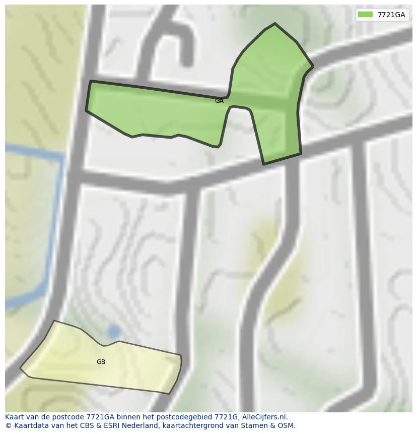 Afbeelding van het postcodegebied 7721 GA op de kaart.