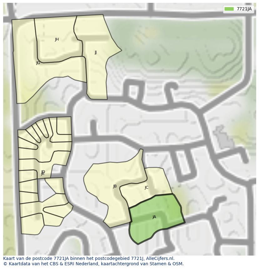 Afbeelding van het postcodegebied 7721 JA op de kaart.