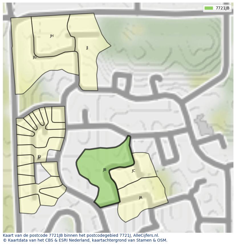 Afbeelding van het postcodegebied 7721 JB op de kaart.