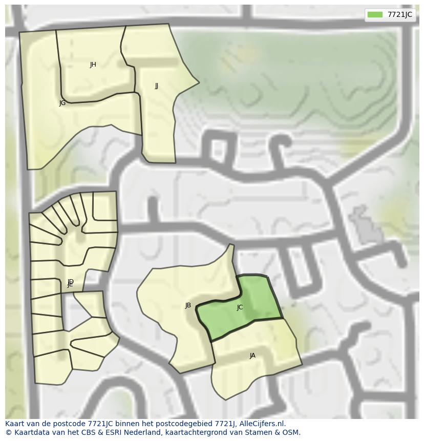 Afbeelding van het postcodegebied 7721 JC op de kaart.