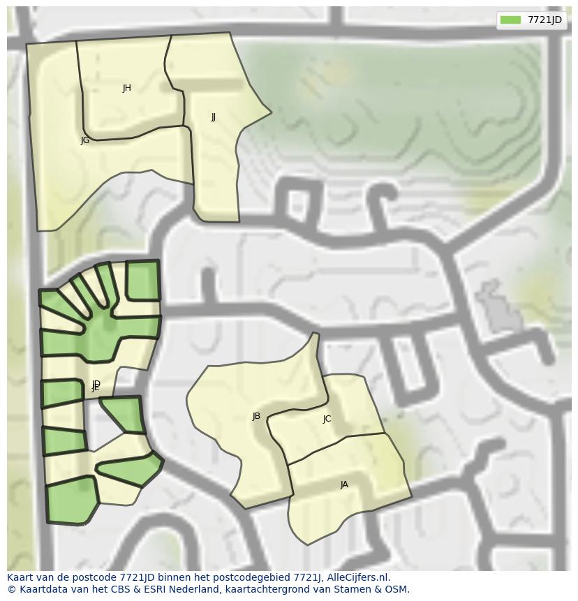Afbeelding van het postcodegebied 7721 JD op de kaart.