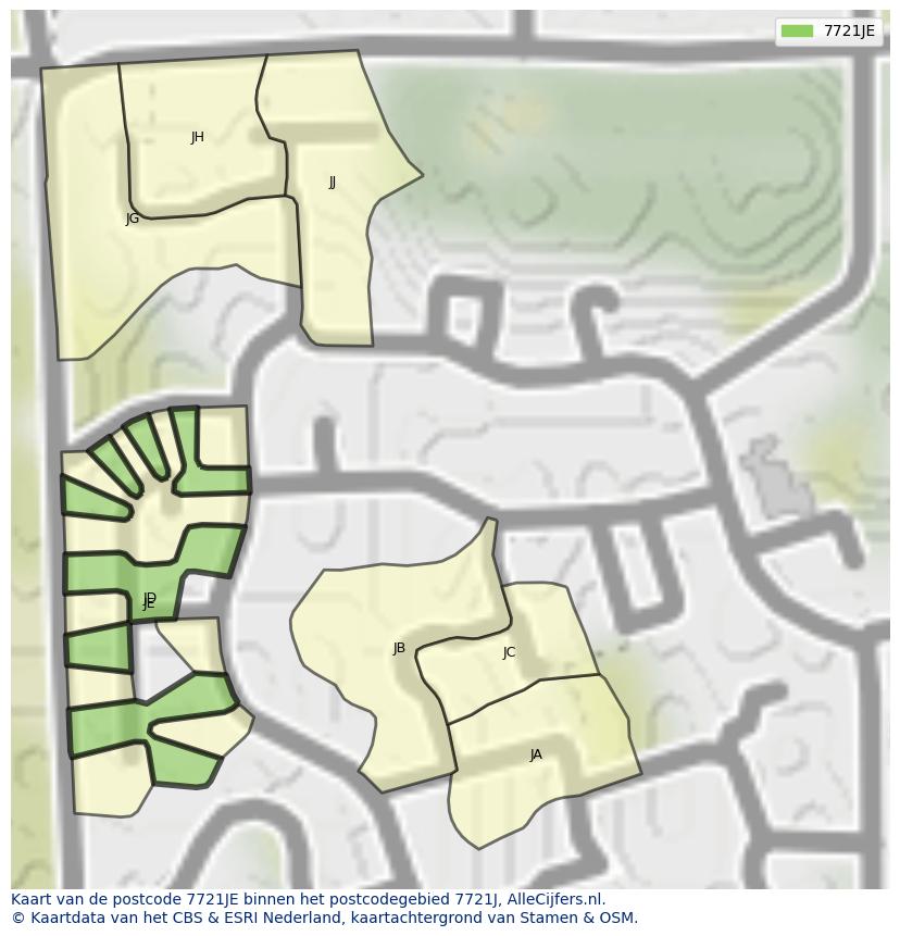 Afbeelding van het postcodegebied 7721 JE op de kaart.