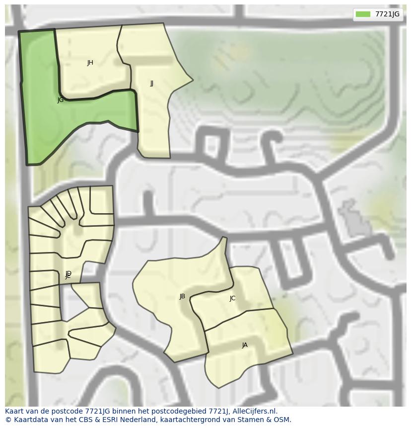 Afbeelding van het postcodegebied 7721 JG op de kaart.