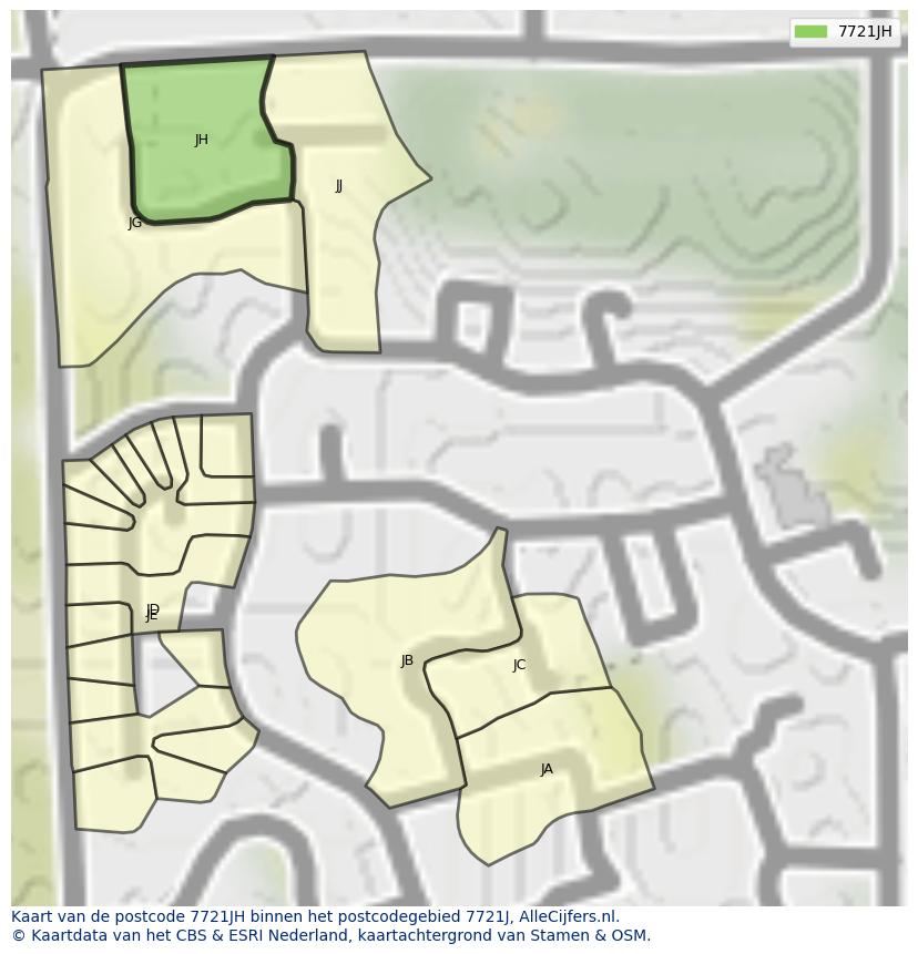 Afbeelding van het postcodegebied 7721 JH op de kaart.