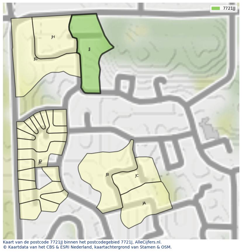 Afbeelding van het postcodegebied 7721 JJ op de kaart.