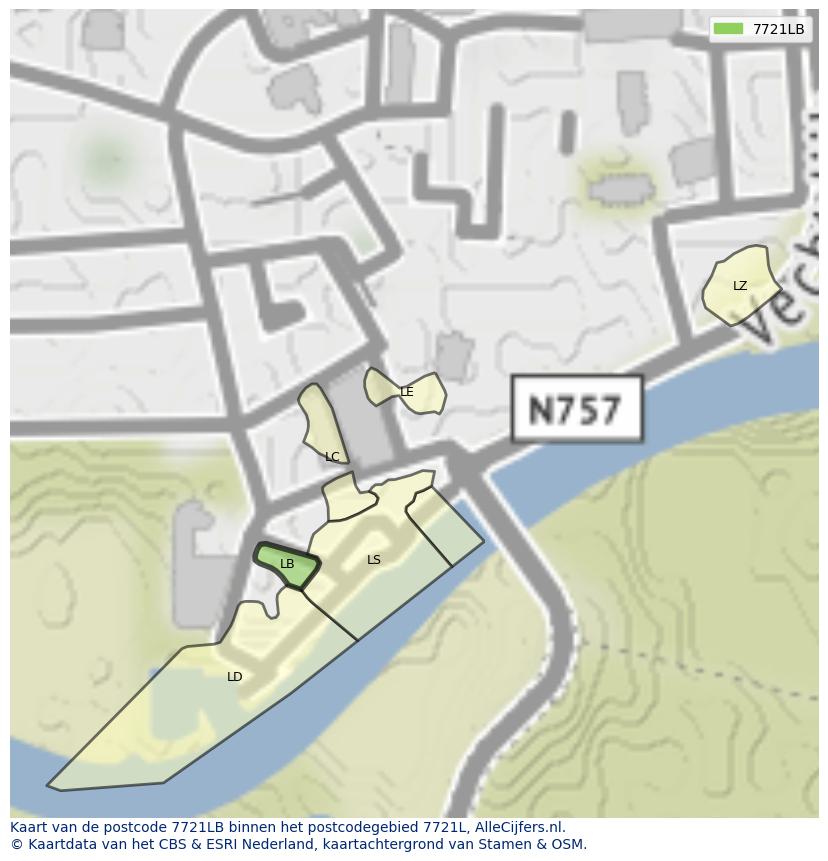 Afbeelding van het postcodegebied 7721 LB op de kaart.